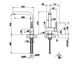 Смеситель для кухни Gessi Acciaio однорычажный нержавеющая сталь полированная 60596#239