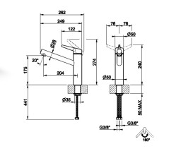 Смеситель для кухни Gessi Acciaio однорычажный нержавеющая сталь полированная 60632#239