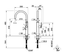 Смеситель для кухни Gessi Cesello однорычажный бронза брашированная 60020#726