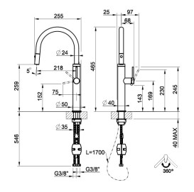 Смеситель для кухни Gessi Cesello с выдвижной лейкой бронза брашированная 60026#726