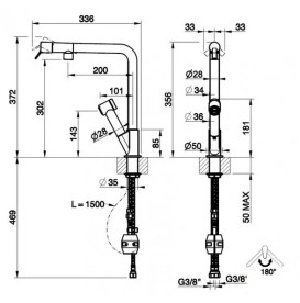 Смеситель для кухни Gessi Fisso с выдвижной лейкой матовый черный 60640#299