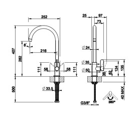 Смеситель для кухни Gessi Helium однорычажный матовый черный 60075#299