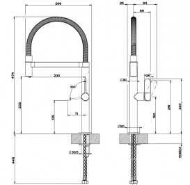Змішувач для кухні Gessi Helium з висувною лійкою хром 50009#031