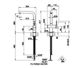 Смеситель для кухни Gessi Inedito под фильтр однорычажный нержавеющая сталь 60571#149