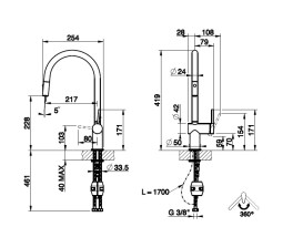 Смеситель для кухни Gessi Inedito с выдвижной лейкой хром 60413#031