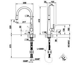 Змішувач для кухні Gessi Just з висувною лійкою хром 20577#031