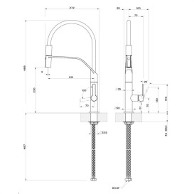 Смеситель для кухни Gessi Mesh с выдвижной лейкой нержавеющая сталь 60005#149
