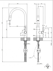Змішувач для кухні Gessi Mesh з висувною лійкою нержавіюча сталь 60003#149