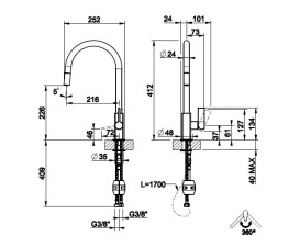 Змішувач для кухні Gessi Monaco з висувною лійкою хром 17163#031