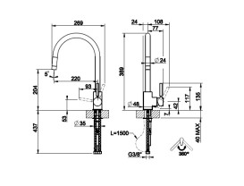 Змішувач для кухні Gessi Neutron з висувною лійкою хром 17120#031