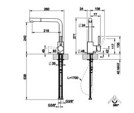 Змішувач для кухні Gessi Neutron з висувною лійкою хром 17169#031
