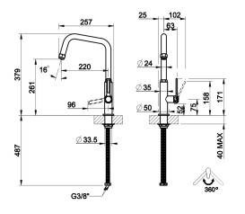 Смеситель для кухни Gessi Officine однорычажный бронза брашированная 60051#726