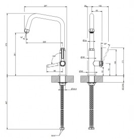 Смеситель для кухни Gessi Officine однорычажный черный металл брашированный 60051#707