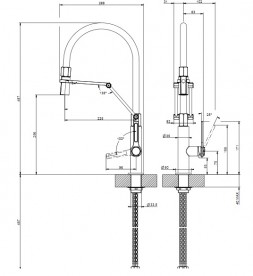 Смеситель для кухни Gessi Officine с выдвижной лейкой медь брашированная 60055#708