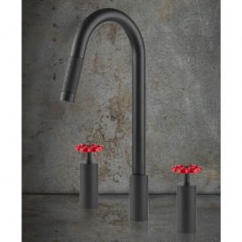 Смеситель для кухни Gessi Officine с выдвижной лейкой матовый черный 17467#299