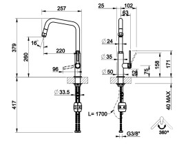 Змішувач для кухні Gessi Officine з витяжною лійкою бронза брашована 60053#726