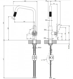 Змішувач для кухні Gessi Officine Volantino з витяжною лійкою матовий чорний 60203#299