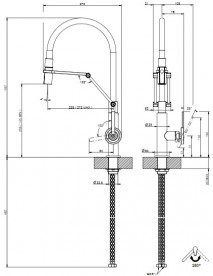 Змішувач для кухні Gessi Officine Volantino з витяжною лійкою матовий чорний 60205#299