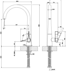 Змішувач для кухні Gessi Proton одноважільний матовий чорний 17151#299
