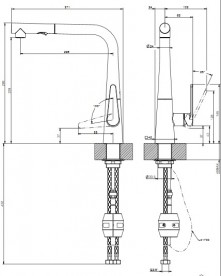 Смеситель для кухни Gessi Proton S с вытяжной лейкой нержавеющая сталь 60107#149