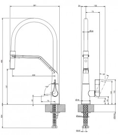 Змішувач для кухні Gessi Proton з витяжною лійкою нержавіюча сталь 17191#149