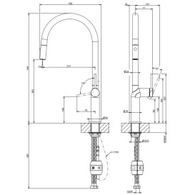 Змішувач для кухні Gessi Stelo одноважільний з висувною лійкою матова агава 60303#276