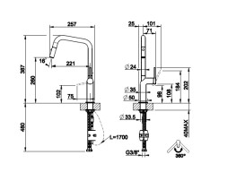 Змішувач для кухні Gessi Stelo з висувною лійкою одноважільний матова агава 60307#276