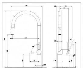 Змішувач для кухні Gessi Stelo з висувною лійкою нержавіюча сталь 60303#149
