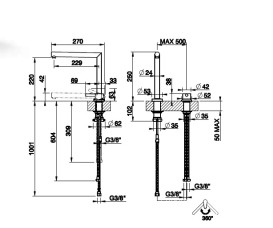 Змішувач для кухні Gessi Su&Giu зі складним виливом нержавіюча сталь 50107#149