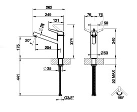 Змішувач для кухні Gessi Thalium одноважільний матовий чорний 60532#299
