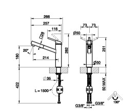 Смеситель для кухни Gessi Thalium с выдвижной лейкой хром 60535#031