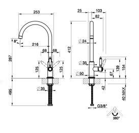 Змішувач для кухні Gessi Venti20 одноважільний мідь брашована 60620#708