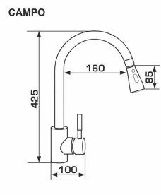 Змішувач для кухні Granado Campo Lux з висувним зливом avena gz0502L