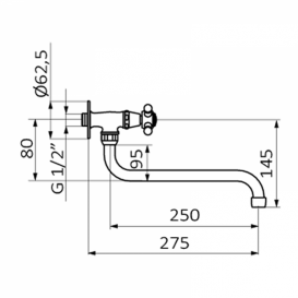 Змішувач для кухні GRB Cocinas 1866 одновентільний настінний зістарена латунь 80925809