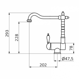 Змішувач для кухні GRB Cocinas Retro одноважельний зістарена латунь 535199