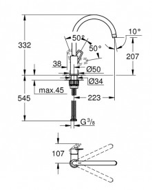 Змішувач для кухні Grohe BauLoop змішувач хром 31368001