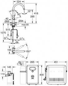 Змішувач для кухні Grohe Blue Professional з системою фільтрації і охолоджувачем хром 31323002