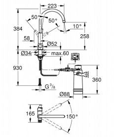 Змішувач для кухні Grohe Blue Pure Eurosmart змішувач з функцією очищення води хром 30384000