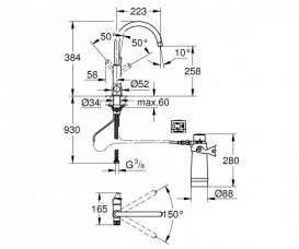 Змішувач для кухні Grohe Blue Pure Eurosmart з фільтром для води змішувач хром 30383000