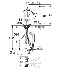 Смеситель для кухни Grohe Blue Pure Minta под фильтр с выдвижной лейкой хром 30590000