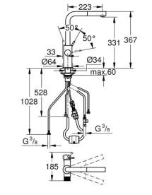 Смеситель для кухни Grohe Blue Pure Minta с фильтром обратного осмоса Ecosoft P'ure AquaCalcium Mint фантомный черный MO67530590KF