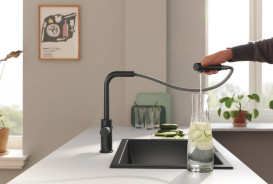 Смеситель для кухни Grohe Blue Pure Minta с фильтром обратного осмоса Ecosoft P'ure AquaCalcium Mint фантомный черный MO67530590KF