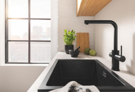 Смеситель для кухни Grohe Blue Pure Minta с фильтром обратного осмоса Ecosoft P'ure AquaCalcium Mint фантомный черный MO67530590KF