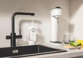 Смеситель для кухни Grohe Blue Pure Minta с фильтром обратного осмоса Ecosoft P'ure AquaCalcium Mint фантомный черный MO67530590KF