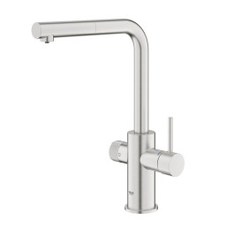 Смеситель для кухни Grohe Blue Pure Minta с фильтром обратного осмоса Ecosoft P'ure AquaCalcium Mint суперсталь MO67530601DC