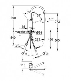 Смеситель для кухни Grohe Concetto с запорным вентилем хром 32666001