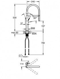 Смеситель для кухни Grohe Essence New однорычажный с выдвижной лейкой фантомный черный 30503KF0