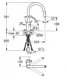 Змішувач для кухні Grohe Eurosmart Cosmopolitan змішувач з висувним виливом латунь хром 31481001
