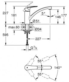 Змішувач для кухні Grohe Eurosmart одноважільний чорний матовий 332812433