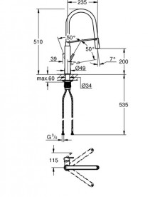 Змішувач для кухні Grohe Feel одноважільний з висувною лійкою хром 31489000